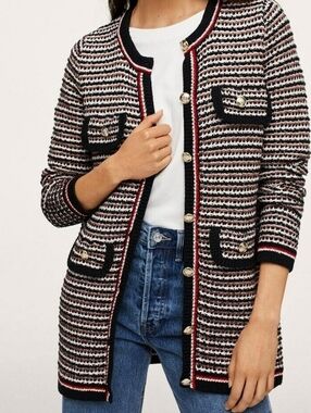MANGO - LIKE NEW long boucle tweed cardigan